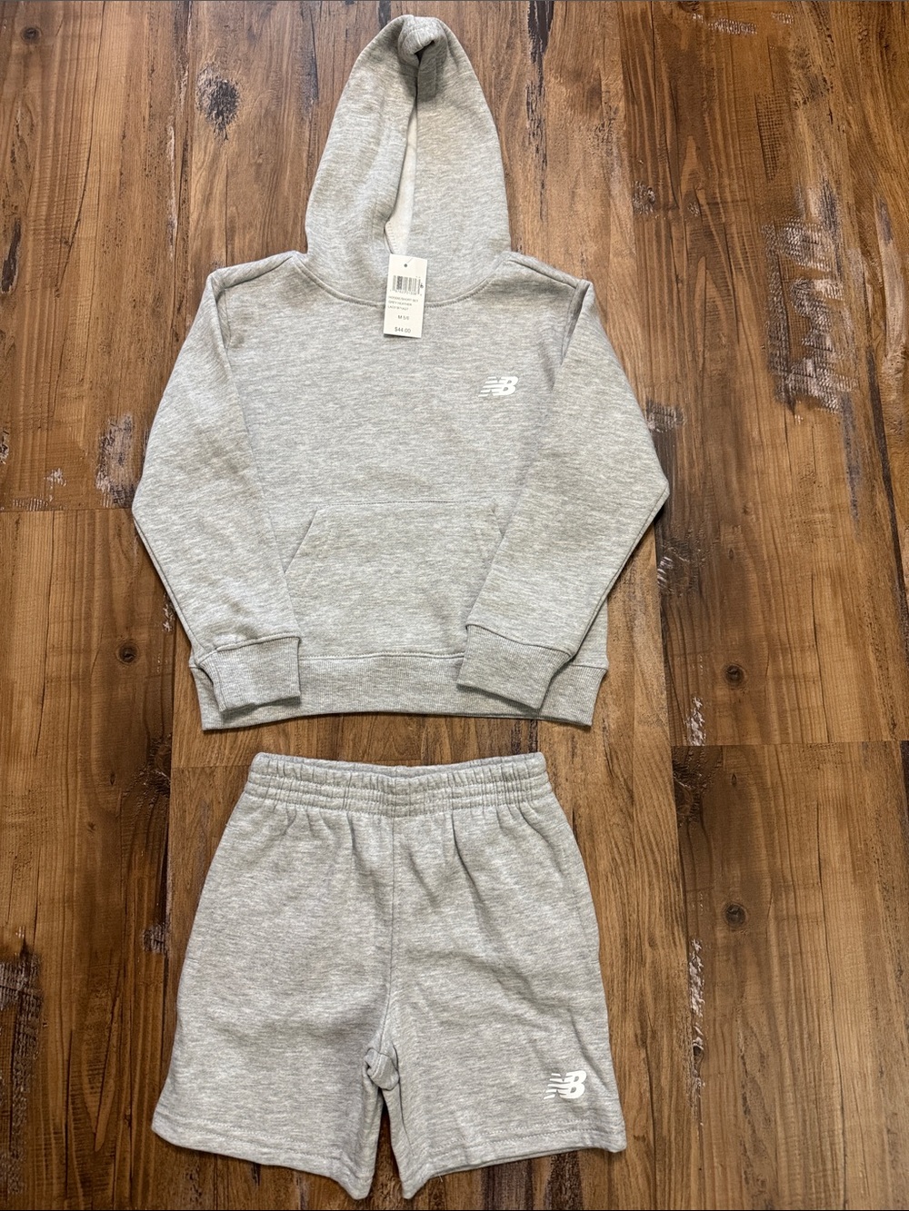 New Balance Light Gray Kids Hoodie & Shorts Set
